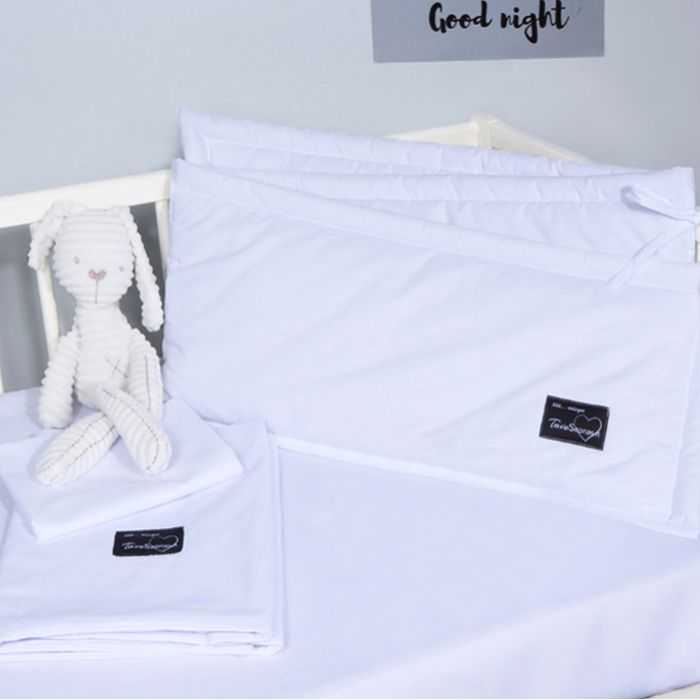 Medvilninis 3 dalių patalynės rinkinys kūdikiui su apsaugėle Sniegelis, 110x140, 40x60 cm||TavoSapnas