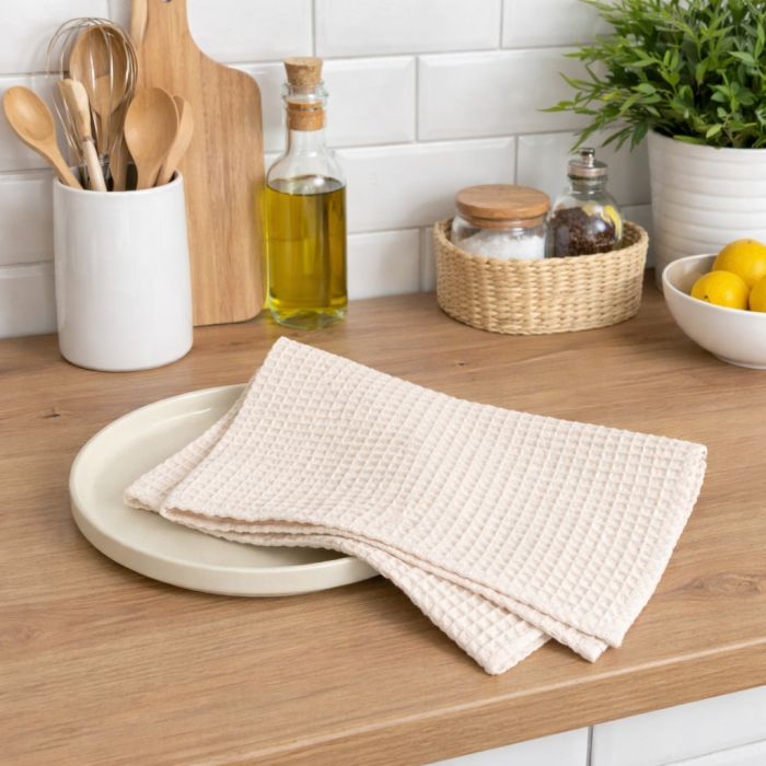 Virtuvinis vaflinis rankšluostis Kremas, 25x50 cm||TavoSapnas