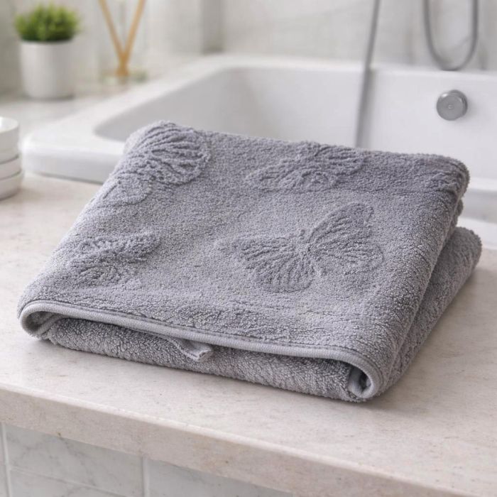 Rankšluostis Grey Butterfly, 70x140 cm||TavoSapnas