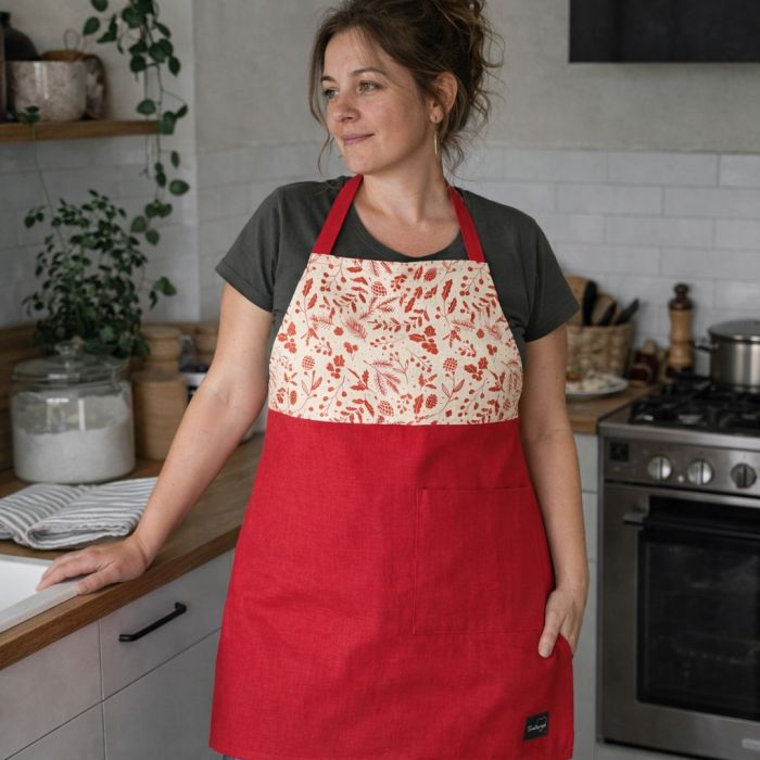 Lininė prijuostė Raudona||TavoSapnas