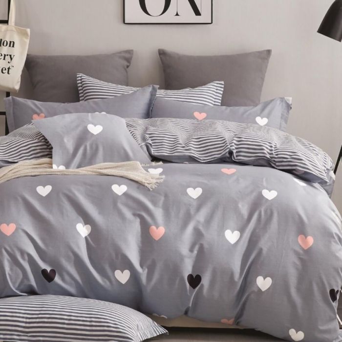 Patalynės komplektas Širdelės, 160x200, 70x80 cm||TavoSapnas