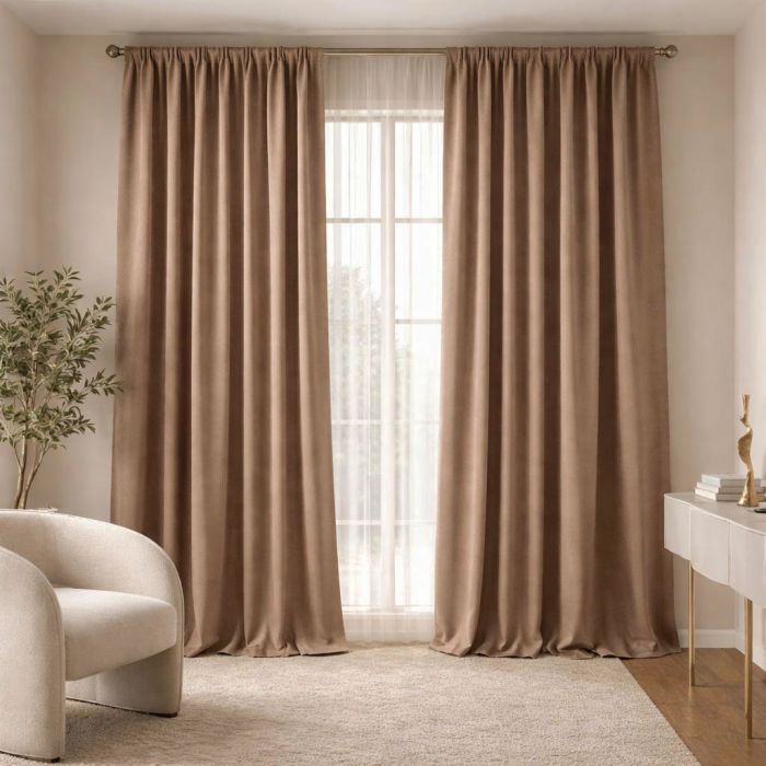 Matuojama veliūrinė užuolaida Light Brown, aukštis 285 cm||TavoSapnas
