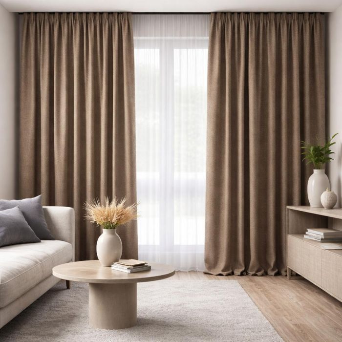 Naktinės užuolaidos audinys Rio Brown, aukštis 290 cm||TavoSapnas