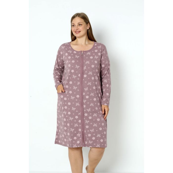 Trikotažinis chalatas su užtrauktuku Butterfly, 3XL||TavoSapnas