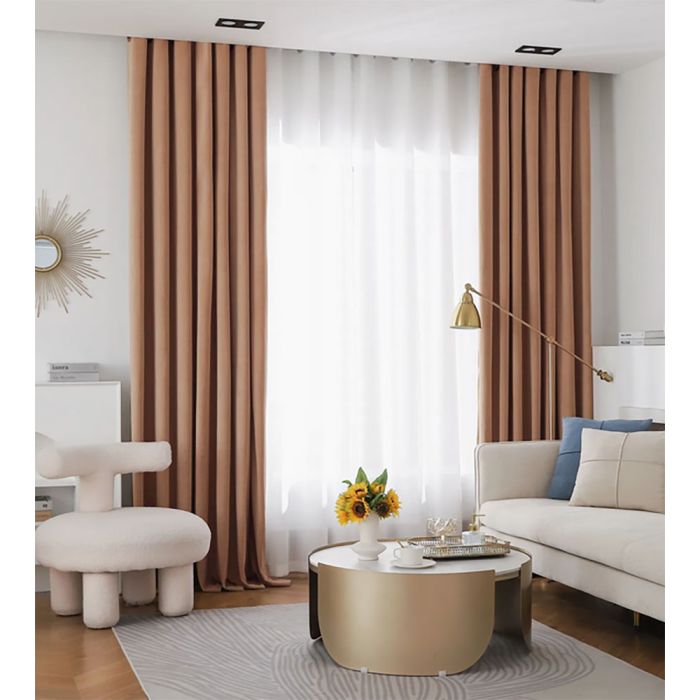 Karališkojo veliūro naktinių užuolaidų komplektas Caramel||TavoSapnas