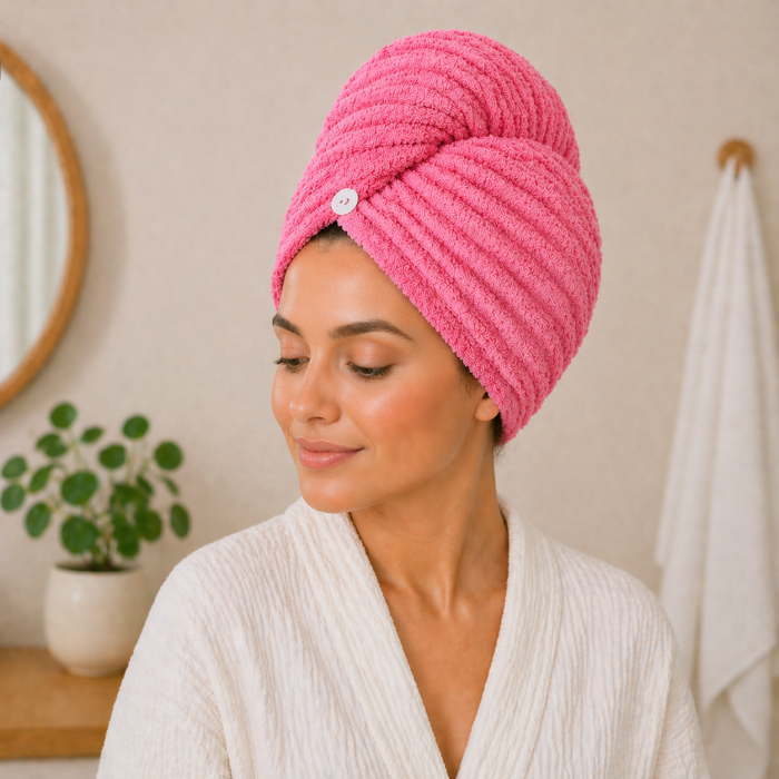 Plaukų rankšluostis-turbanas Madam, pink||TavoSapnas