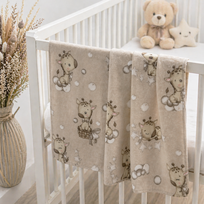 Flanelinis vystyklas Žirafiukai, 65x75 cm||TavoSapnas
