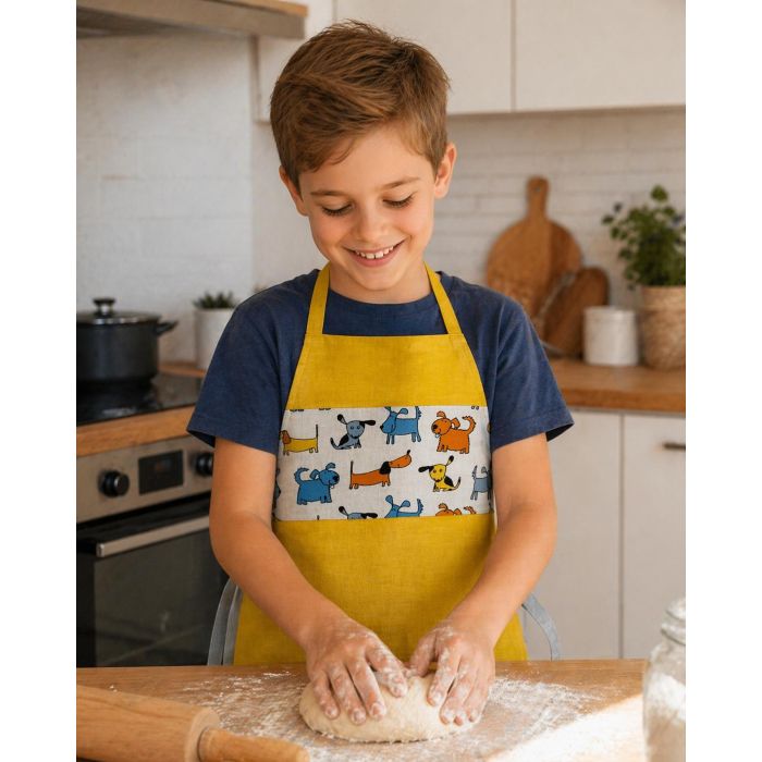 Vaikiška prijuostė Lininė Šuniukai||TavoSapnas