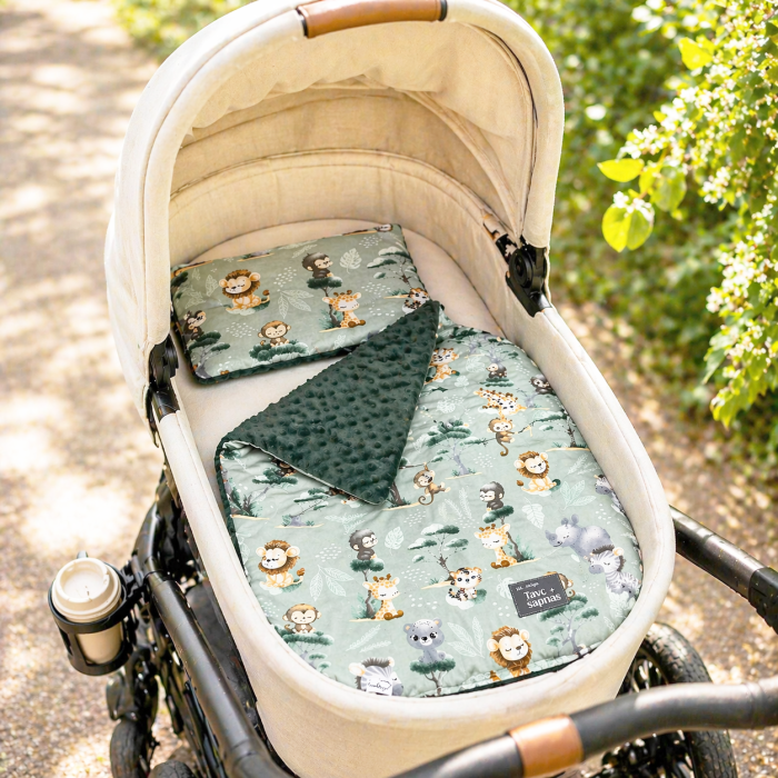 Minky komplektas vežimėliui Safari||TavoSapnas