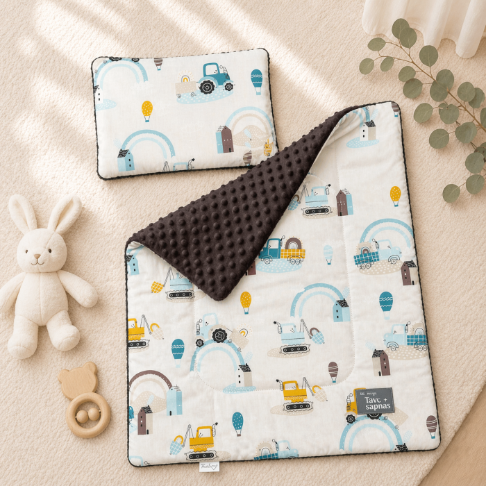 Minky komplektas vežimėliui Važiuojam!||TavoSapnas