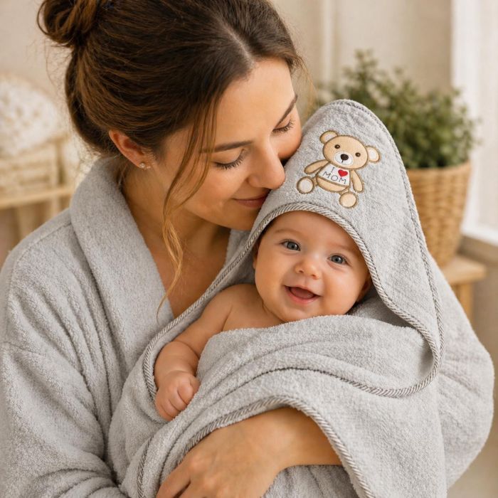 Rankšluostis su gobtuvu I Love Mom, 100x100 cm||TavoSapnas