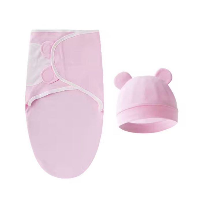 Trikotažinis vystyklas-kokonas su kepuryte Pink, 48 cm||TavoSapnas