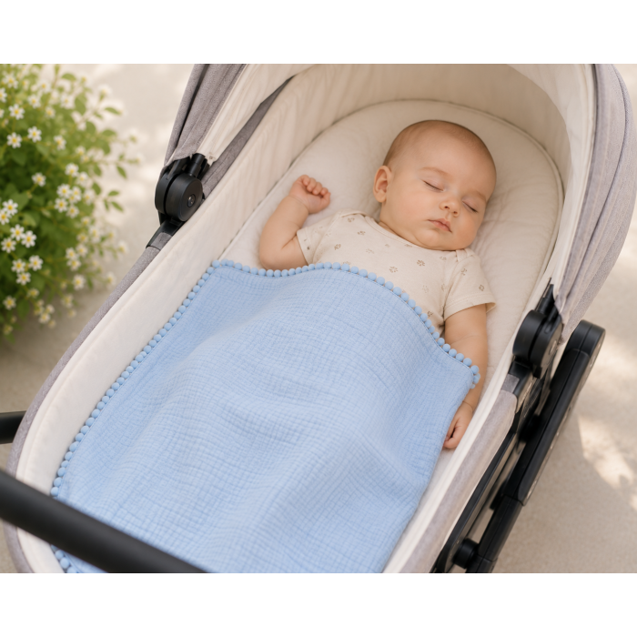 Muslino pledukas Baby Blue, 65x80 cm||TavoSapnas