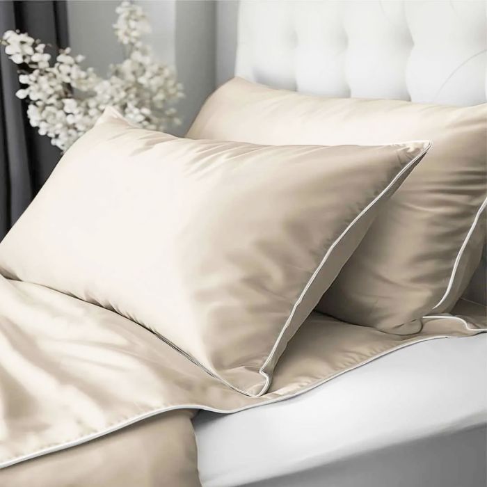 Pure Collection mako satino patalynė Sand Beige, 140x200, 70x80 cm||TavoSapnas