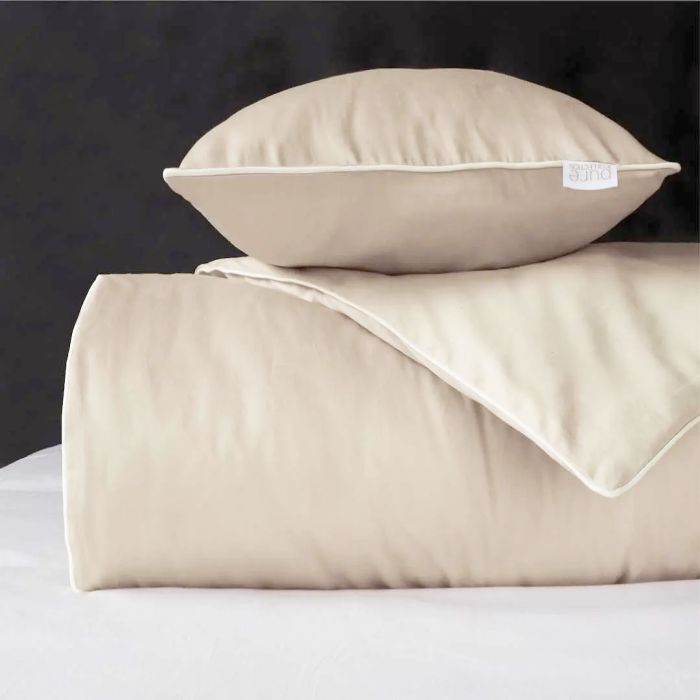 Pure Collection mako satino patalynė Sand Beige, 140x200, 70x80 cm||TavoSapnas