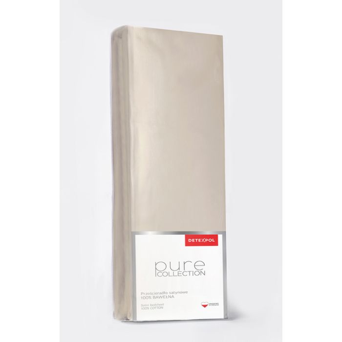 Pure Collection satino paklodė su guma SAND BEIGE, 160x200 cm||TavoSapnas