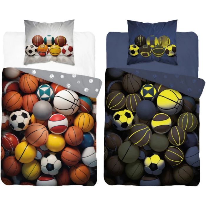 Šviečiantis tamsoje patalynės komplektas Sport, 140x200, 70x80 cm||TavoSapnas
