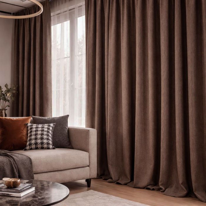 Naktinių užuolaidų komplektas Linen Dimout, plotis 410 cm||TavoSapnas