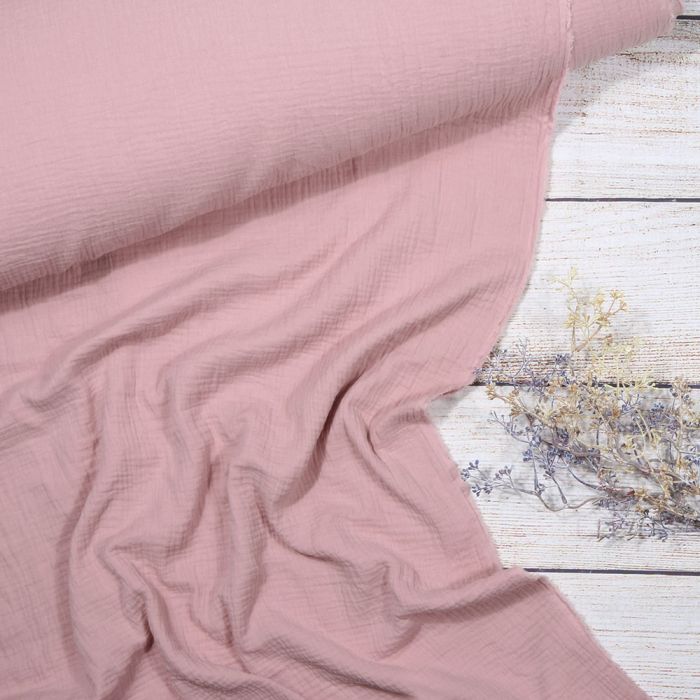 Double gauze muslinas pelenų rožinis, likutis 0.95x1.35m||TavoSapnas