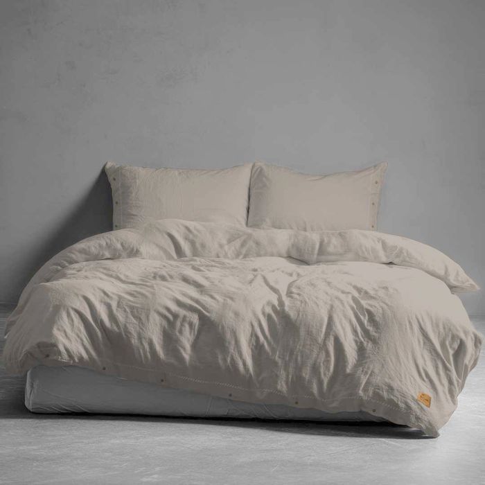 Medvilninė patalynė PURE ECO LINE Taupe, 140x200, 70x80 cm||TavoSapnas