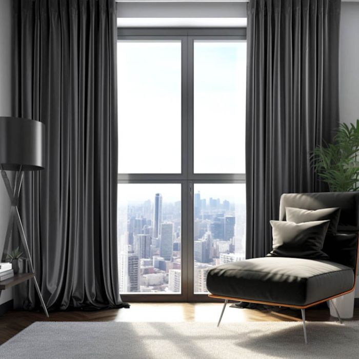Karališkojo veliūro naktinių užuolaidų komplektas Dark Grey, plotis 410 cm||TavoSapnas