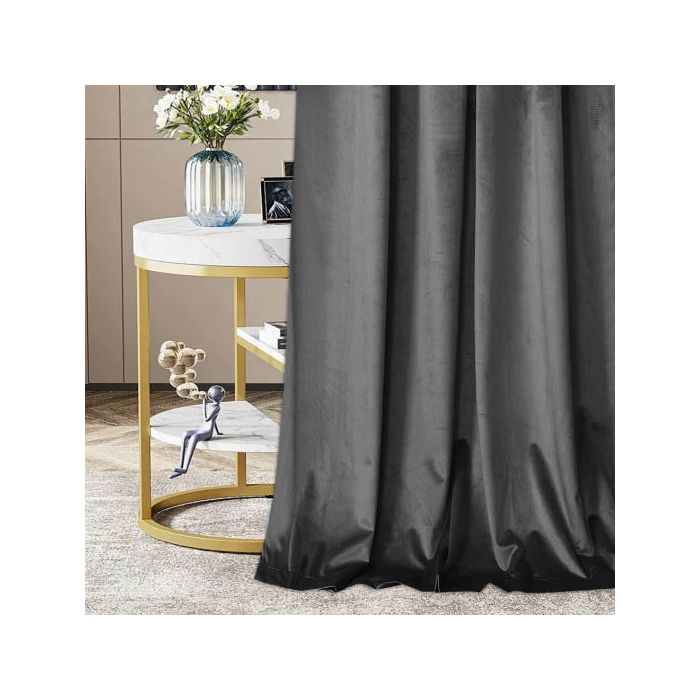 Karališkojo veliūro naktinių užuolaidų komplektas Dark Grey, plotis 410 cm||TavoSapnas