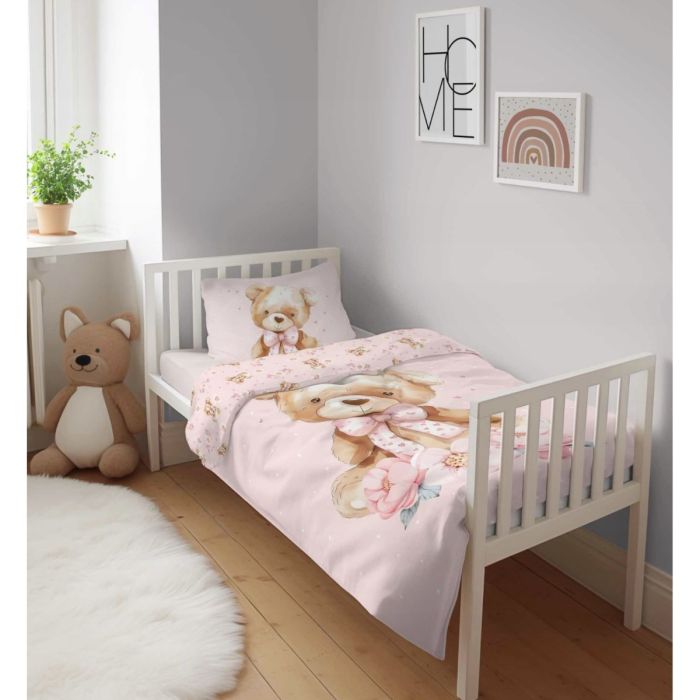 Dvipusė patalynė Pink Teddy Bear, 100x135, 40x60 cm||TavoSapnas