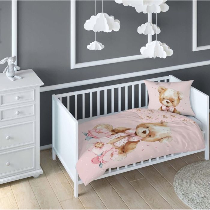 Dvipusė patalynė Pink Teddy Bear, 90x120, 40x60 cm||TavoSapnas