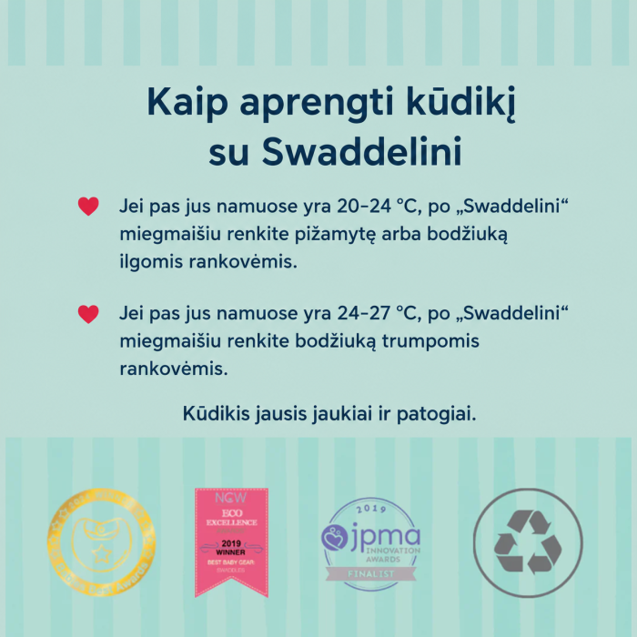 Didelis Swaddellini miegmaišis Pink, 5.4-8.2 kg, nailoninis||TavoSapnas