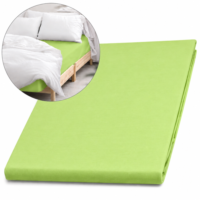Fashion Satin kolekcijos satino paklodė be gumos GREEN, 160x200 cm||TavoSapnas