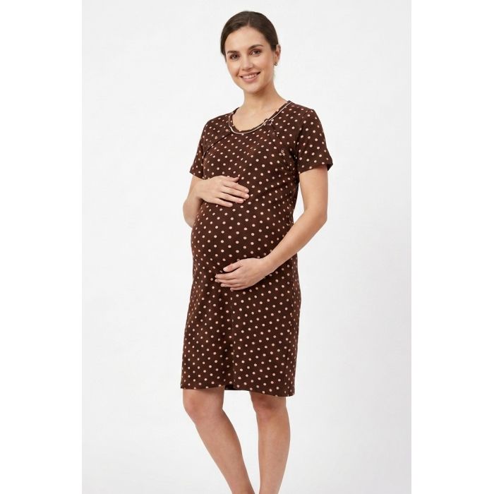 Medvilniniai naktiniai maitinančiai Brown Dots, L dydis||TavoSapnas