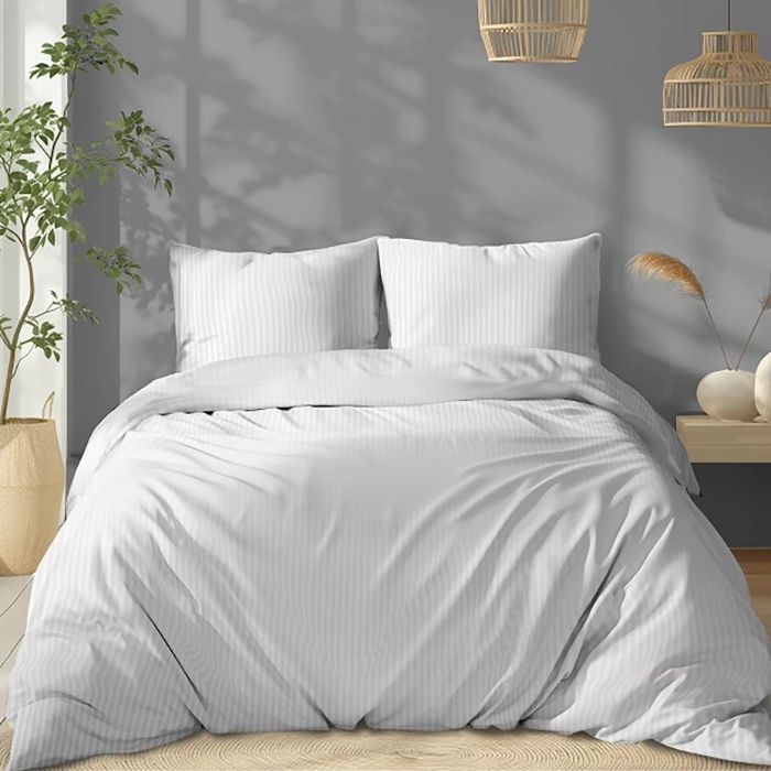 Juostuotas satinas White, plotis 225 cm||TavoSapnas