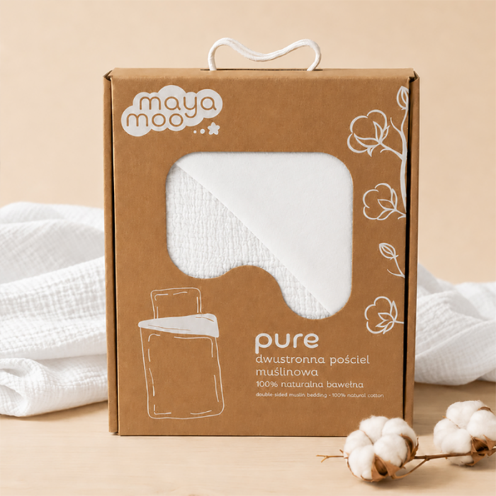 Dvipusė muslino patalynė Pure White, 100x135, 40x60 cm||TavoSapnas