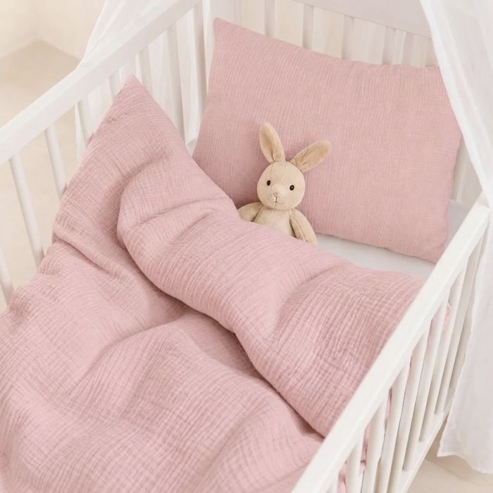 Dvipusė muslino patalynė Pure Ash Pink, 100x135, 40x60 cm||TavoSapnas