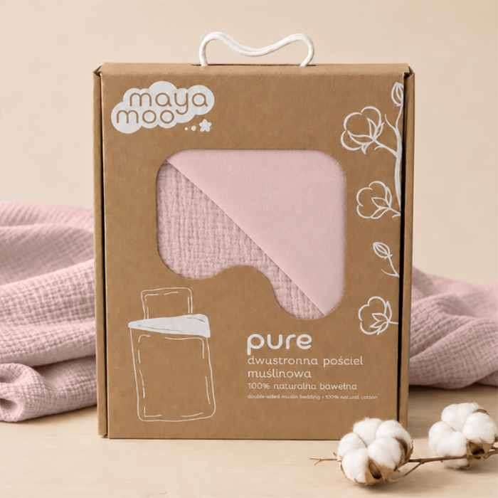 Dvipusė muslino patalynė Pure Ash Pink, 100x135, 40x60 cm||TavoSapnas