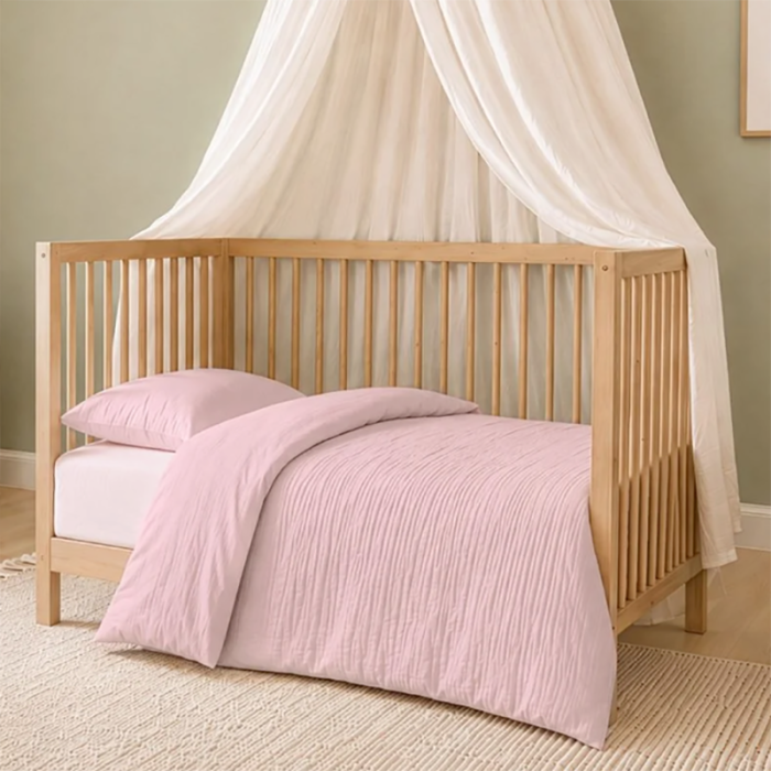 Dvipusė muslino patalynė Pure Ash Pink, 100x135, 40x60 cm||TavoSapnas