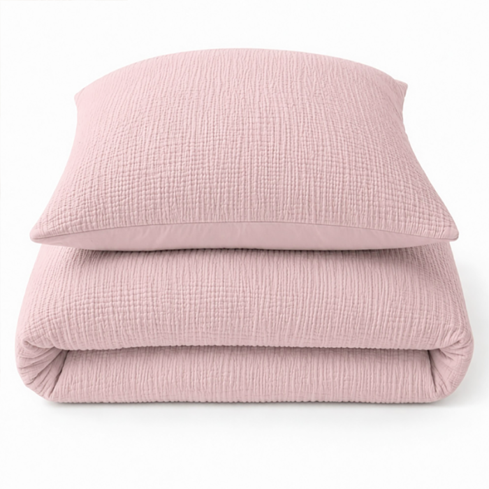 Dvipusė muslino patalynė Pure Ash Pink, 90x120, 40x60 cm||TavoSapnas