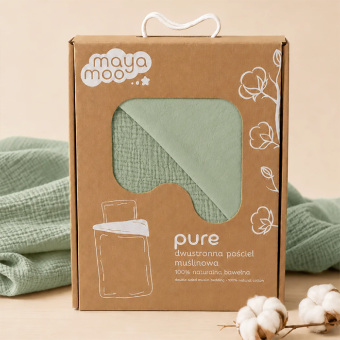 Dvipusė muslino patalynė Pure Mint, 90x120, 40x60 cm||TavoSapnas