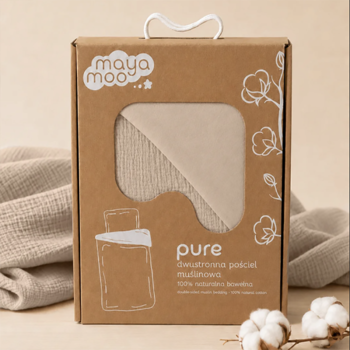 Dvipusė muslino patalynė Pure Light Brown, 100x135, 40x60 cm||TavoSapnas