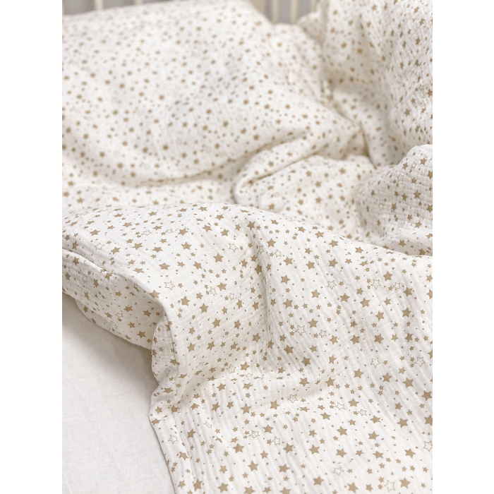 Muslino (double gauze) patalynės komplektas Mini Stars, 110x140, 40x60 cm||TavoSapnas