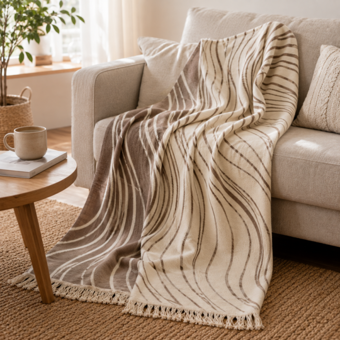 Medvilninis pledas Fashion Collection Wave, 150x200 cm||TavoSapnas
