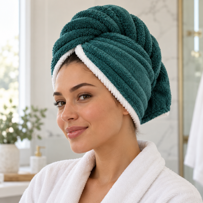 Plaukų rankšluostis-turbanas Madam, green||TavoSapnas