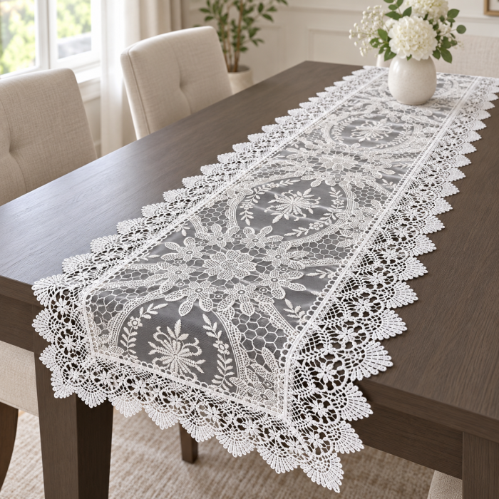 Puošnus stalo takelis Baltas, 40x180 cm||TavoSapnas