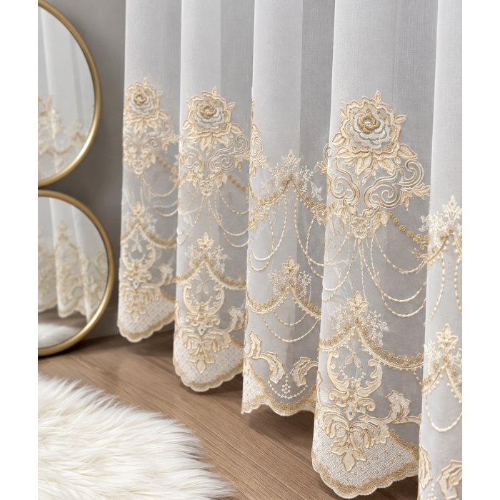 Prabangus dieninės užuolaidos audinys Luxury Rose, aukštis 300 cm||TavoSapnas