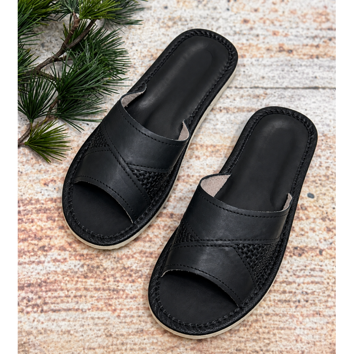 Moteriškos odinės šlepetės Black, 38 dydis||TavoSapnas