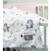 Medvilninis 3 dalių patalynės rinkinys kūdikiui su apsaugėle Rožinis miškelis, 100x135, 40x60 cm||TavoSapnas