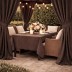 Pasiūta terasos užuolaida Linen Dark Brown su UV apsauga + surišimas||TavoSapnas