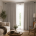 Naktinių užuolaidų audinys Sakura Blackout Light Grey, aukštis 300 cm||TavoSapnas