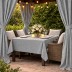 Pasiūta terasos užuolaida Linen Grey su UV apsauga + surišimas||TavoSapnas