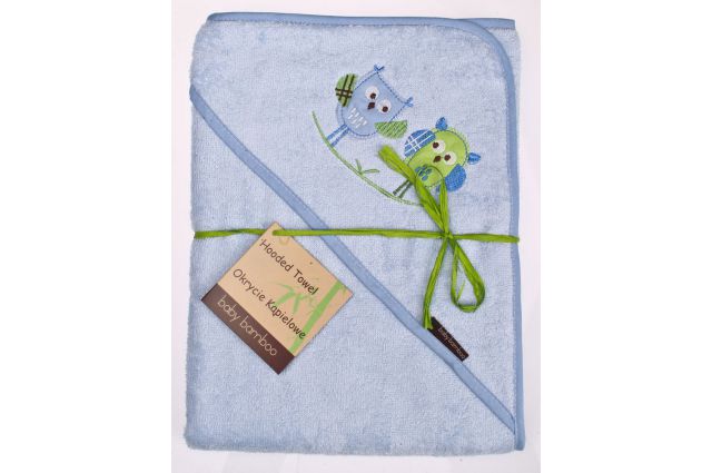 Bamboo rankšluostis su gobtuvu Blue owl|Satininės paklodės|TavoSapnas